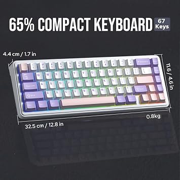 Aula F65 Nimbus V3 Switch Mechanical RGB TKL Macro Hot Swap Wireless Keyboard Pastel