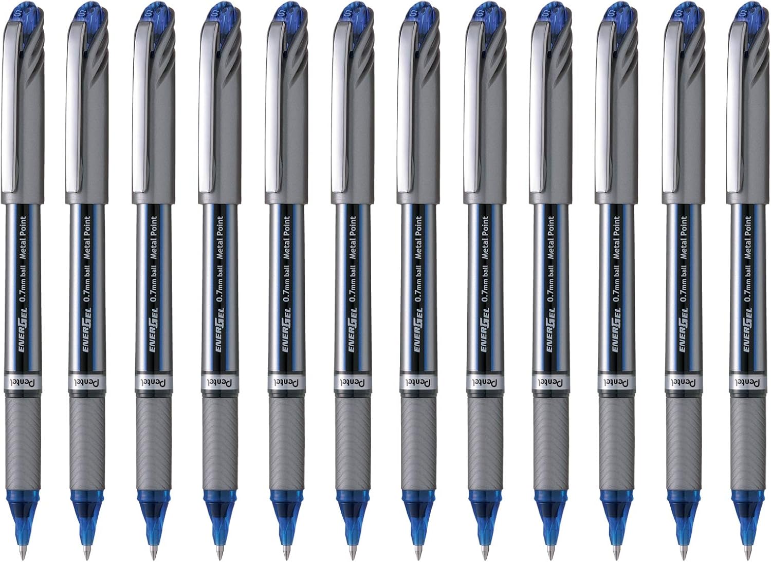 Pentel Energel Plus Roller Ball Pen (Medium) - Blue (Pack of 12)