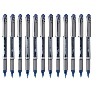 Pentel Energel Plus Roller Ball Pen Medium - Blue Pack of 12