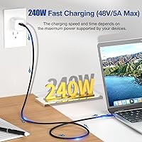 Vista 2 de UseBean Cable USB C de 15 pies, 2 unidades, 240 W USB C a USB C 3.2 Gen 2, cable de carga tipo C, video 4K de 20 Gbps para Thunderbolt 3/4 MacBook
