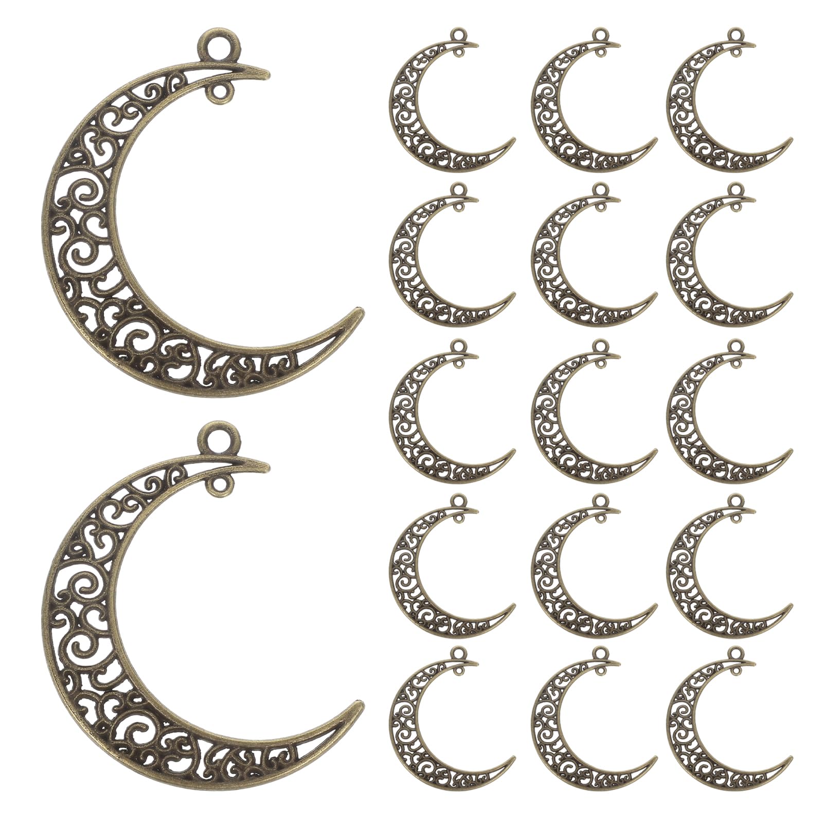 ULDIGI 50pcs Moon Charms - Hollow Crescent Moon Pendants For Diy Jewelry Necklaces Bracelets Earrings Celestial Craft Projects