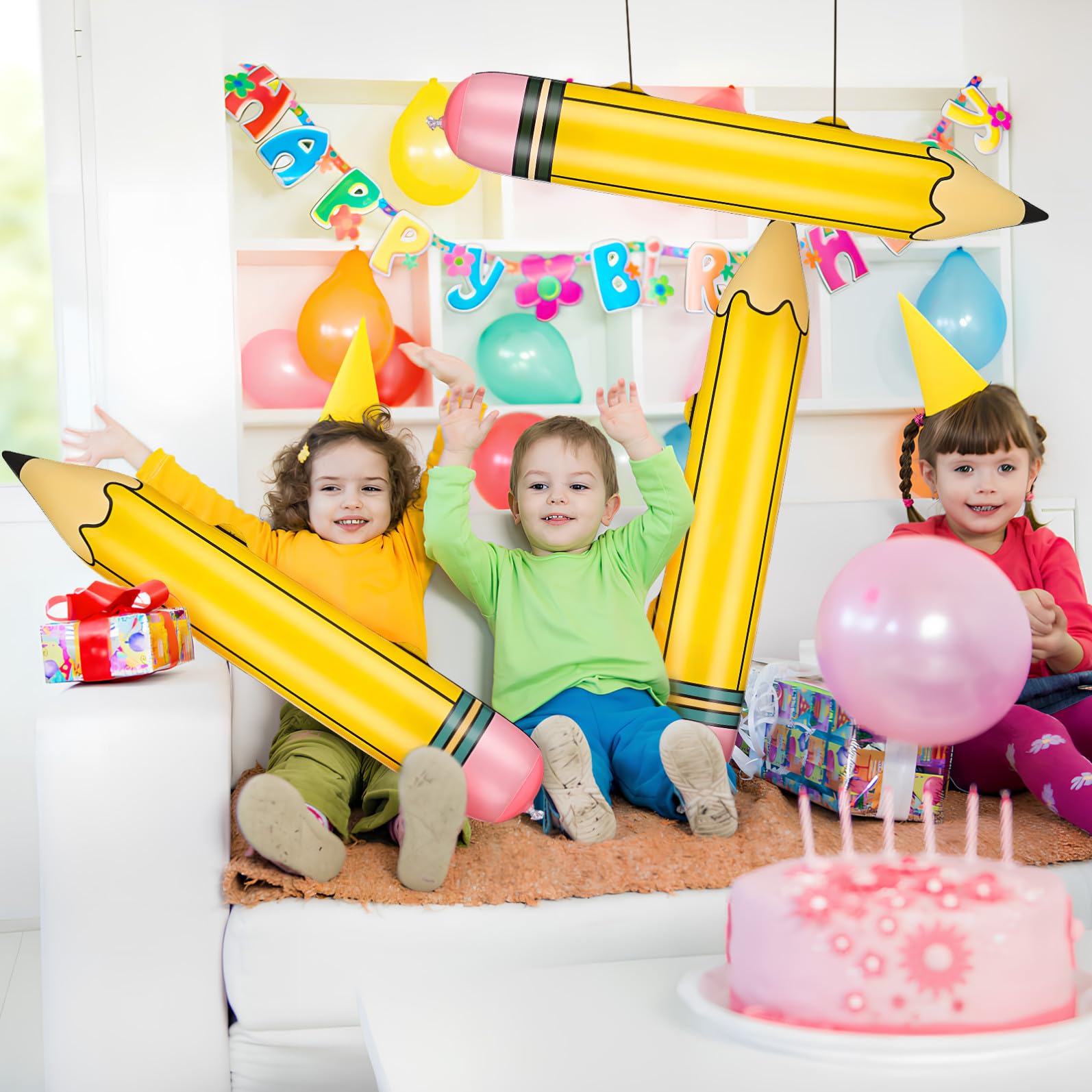 12 Stück Teiliges Aufblasbare Jumbo Bleistift Spielzeuge Extra Groß Robuste PVC Materialien Leicht und Realistisch als Klassenzimmerdekoration und Fotorequisite