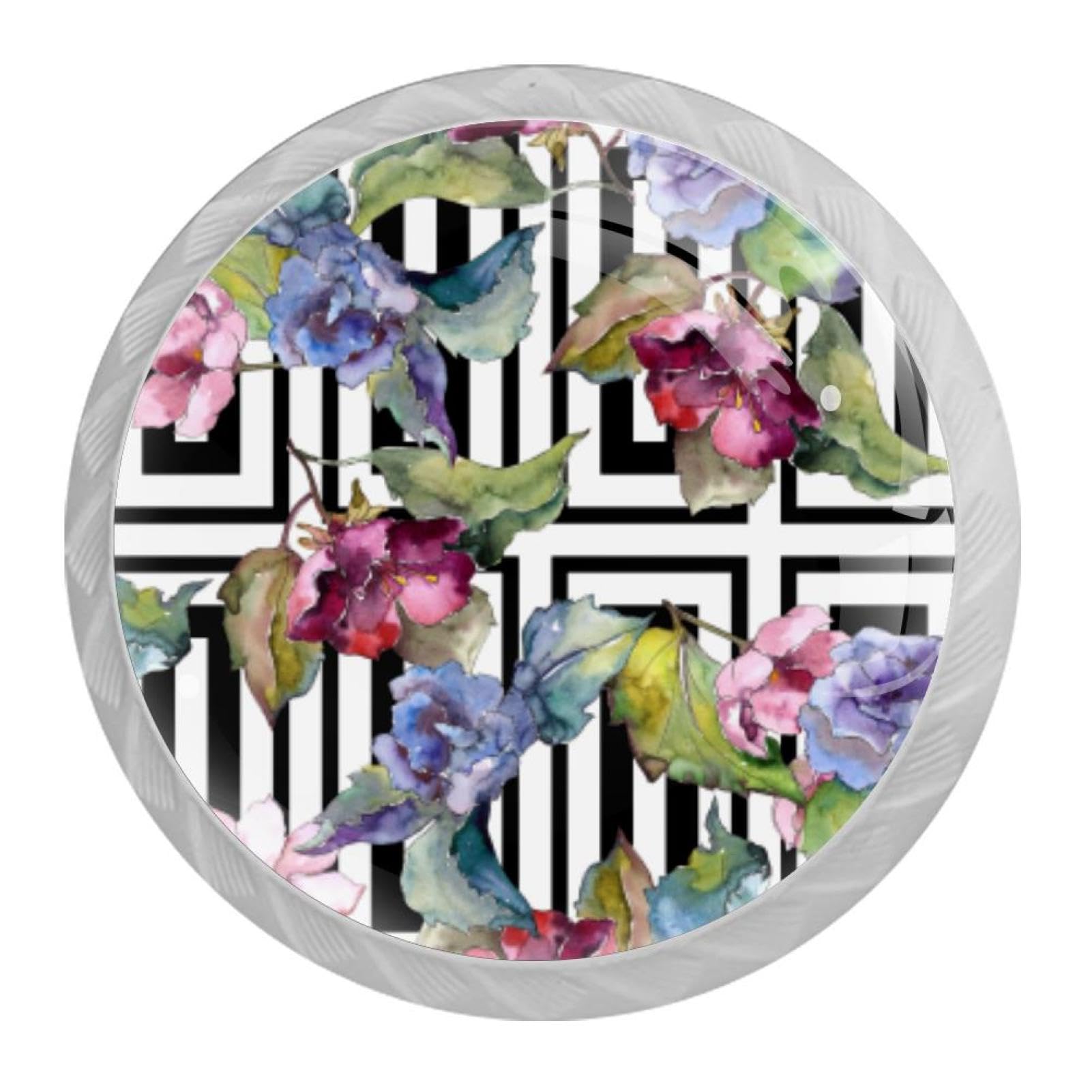 Tqmspg 4 Pieces Drawer Pulls Flowers Door Knobs Dresser Handles for Kitchen Wardrobe Cupboard Hardware Furniture