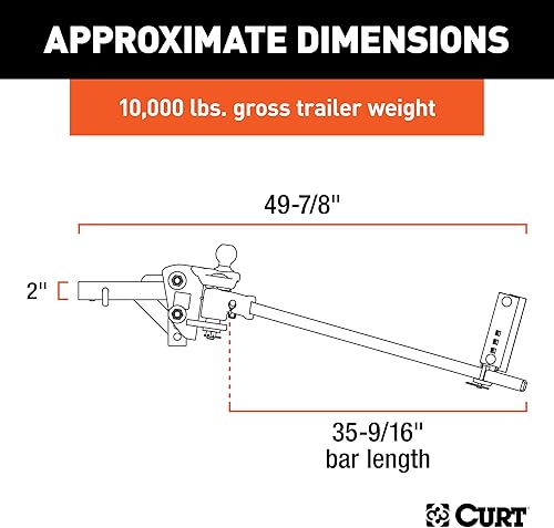 Miniatura 2 de CURT 17500 Sistema de distribución de peso, barra de muñón TruTrack