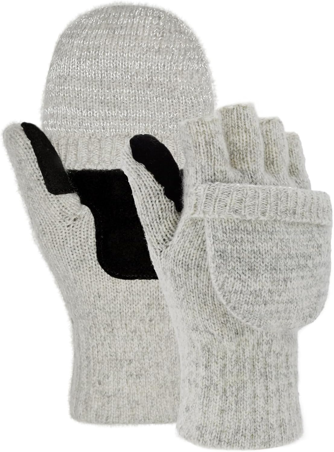 Flip Winter Gloves, Wool Fingerless Gloves for Women Men Cold Weather, Mittens with Reflective & Warmers Gift Flip Winter Gloves, Wool Fingerless Gloves for Women Men Cold Weather, Mittens with Reflective & Warmers Gift