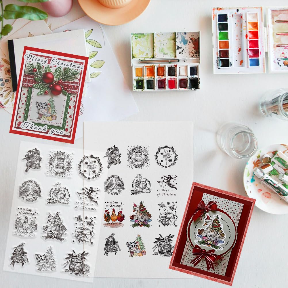 PH PandaHall Kerstpostzegels voor het maken van kaarten, kerstman siliconen stempel sneeuwpop sneeuwvlok transparante ambachtelijke zegel stempel rubberen stempel voor doe-het-zelf schroot boeken