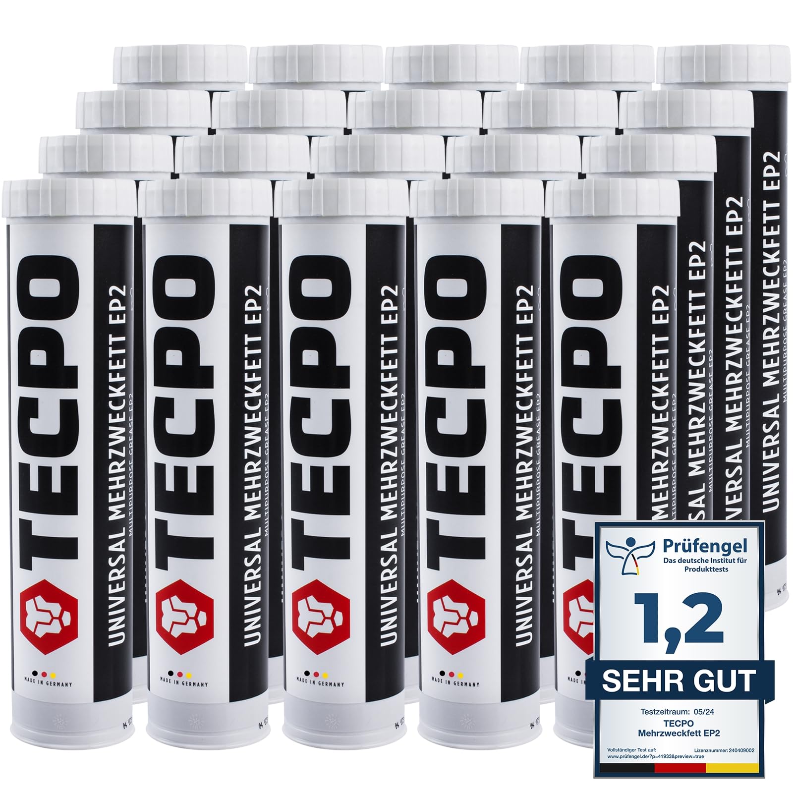 TECPO Universal Mehrzweckfett EP2 400g Kartusche Schmierfett, Lithiumfett, Universalfett, KFZ-Schmierung, wasserbeständig, KP2K-30 Lithium Fett (20x 400g)