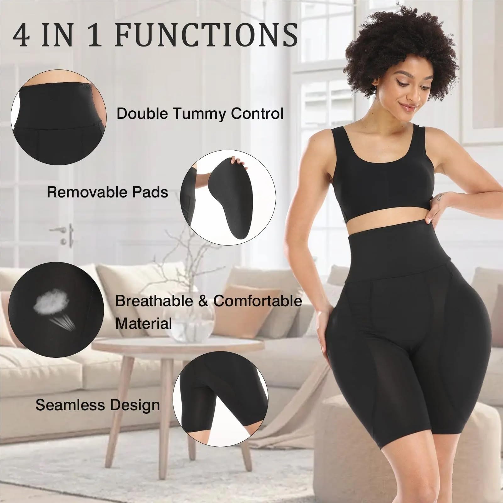 Guaina Contenitiva Donna Intimo Modellante con Cuscinetti for Fianchi, Controllo della Pancia, Imbottito, for Donne, Mutandine(Beige,4XL)