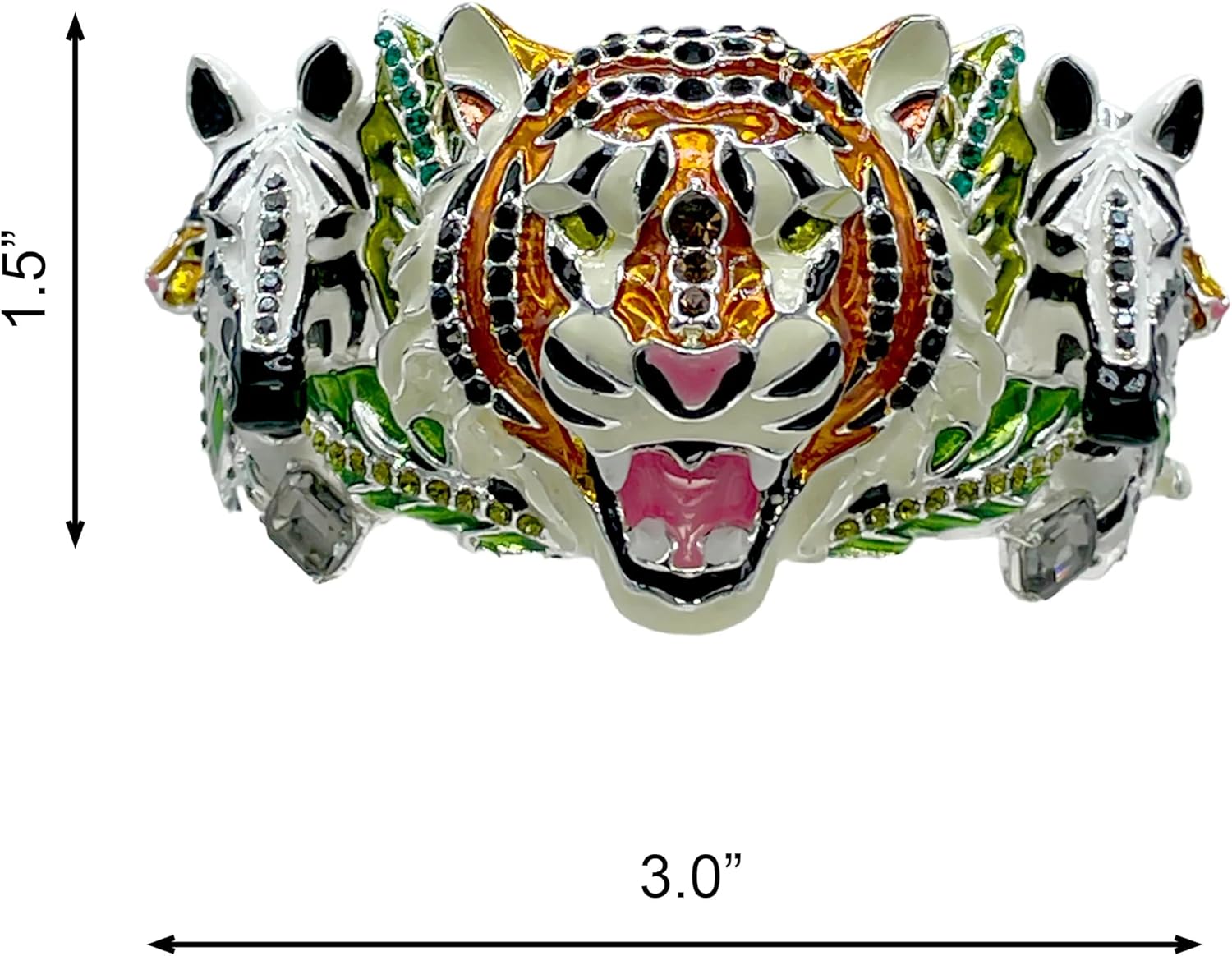 Ritzy Couture DeLuxe Wild Animal Hinged Cuff Bracelet Fine Silver Plated - Sz Med