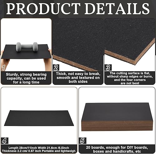 Miniatura 52 de 20 tableros de libros, tableros aglomerados de diseño de papel kraft de alta resistencia, suministros de encuadernación para encuadernación de Blanco