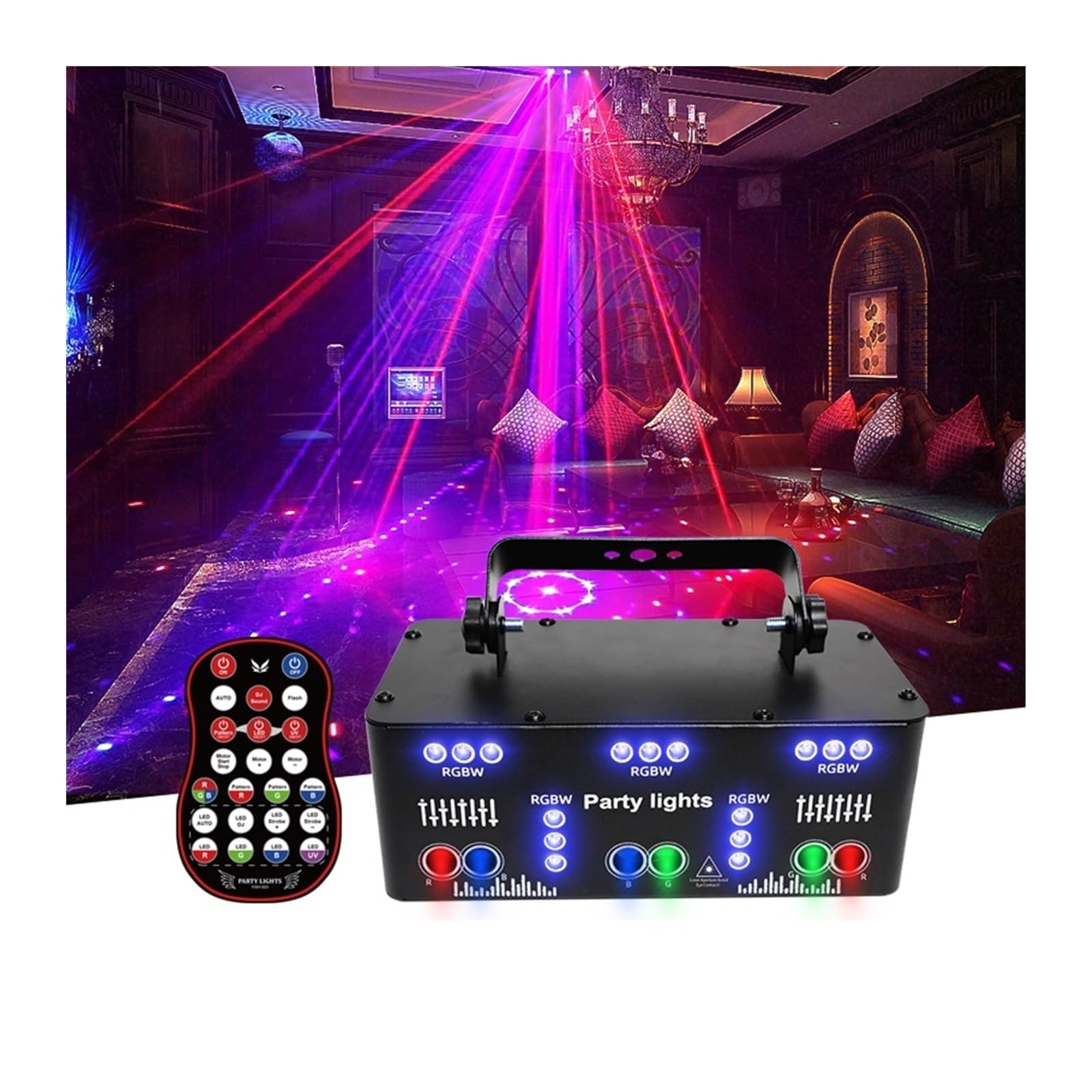 Proyector de Haz de luz Negro for DJ, 21 Ojos, DMX, estroboscópico Remoto, Efecto RGB, for Escenario, Navidad, Club, Fiesta, Vacaciones, Halloween IluminacióN DJ En Escenarios
