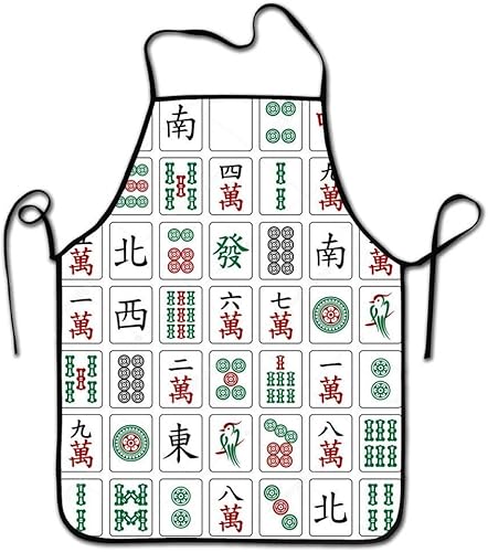 Delantal de cocina para mujer, personalizable, para adultos, divertido y fresco, unisex, con borde negro, China Mahjong, Varios colores
