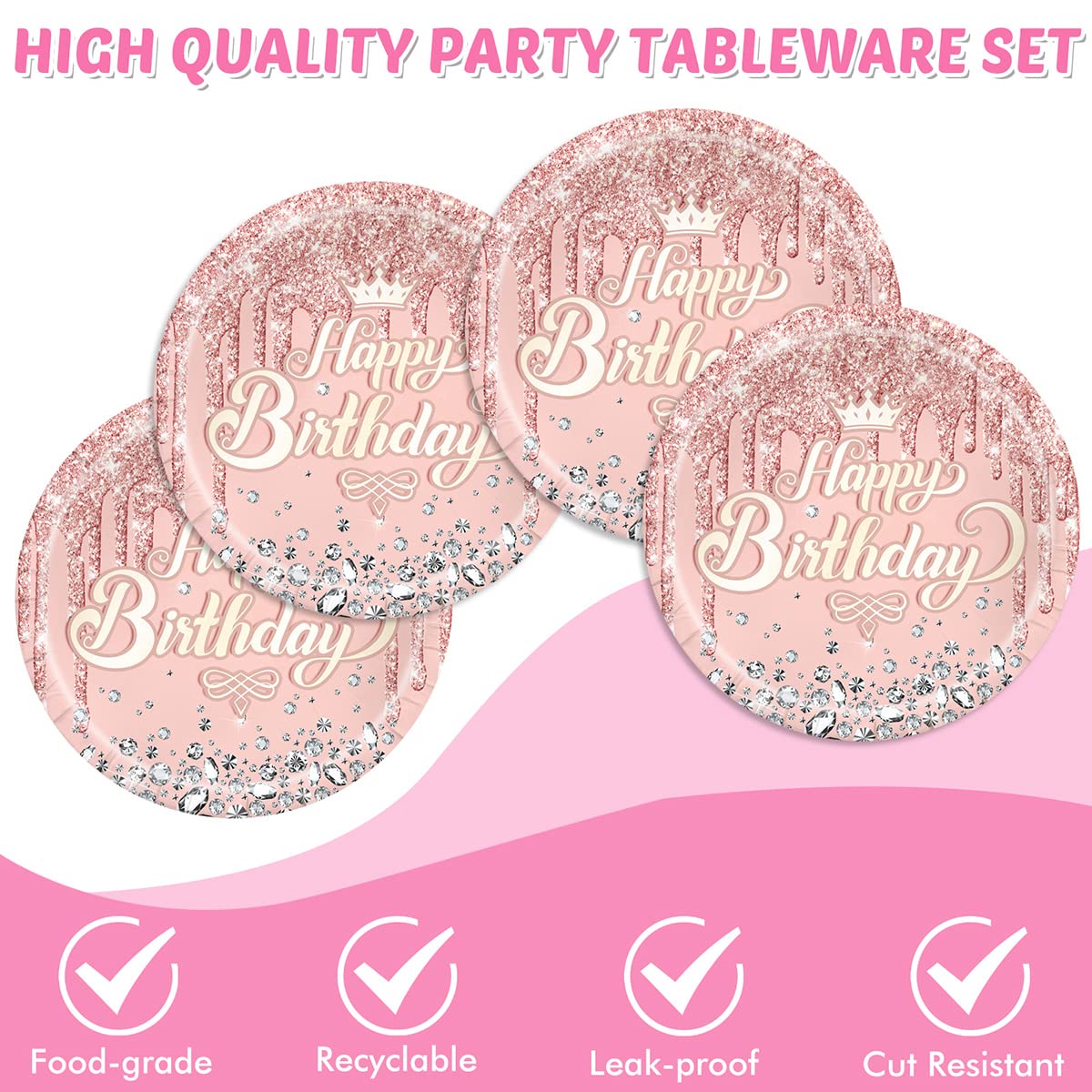 80pcs Noir Ensemble de Vaisselle de Fête Jetable, Assiettes de Fête