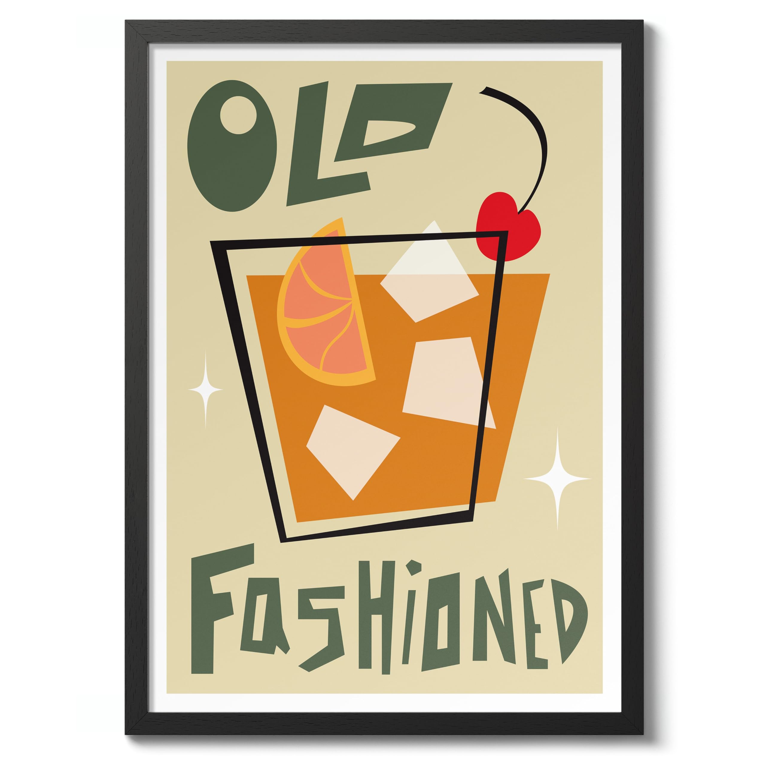 Old Fashioned Print, Cocktail Poster, Framed Wall Art, Modern Kitchen Decor, Drinks Poster, Gift Idea, Archival Matte, A5 (Framed) - 21x14.8cm โ image 1