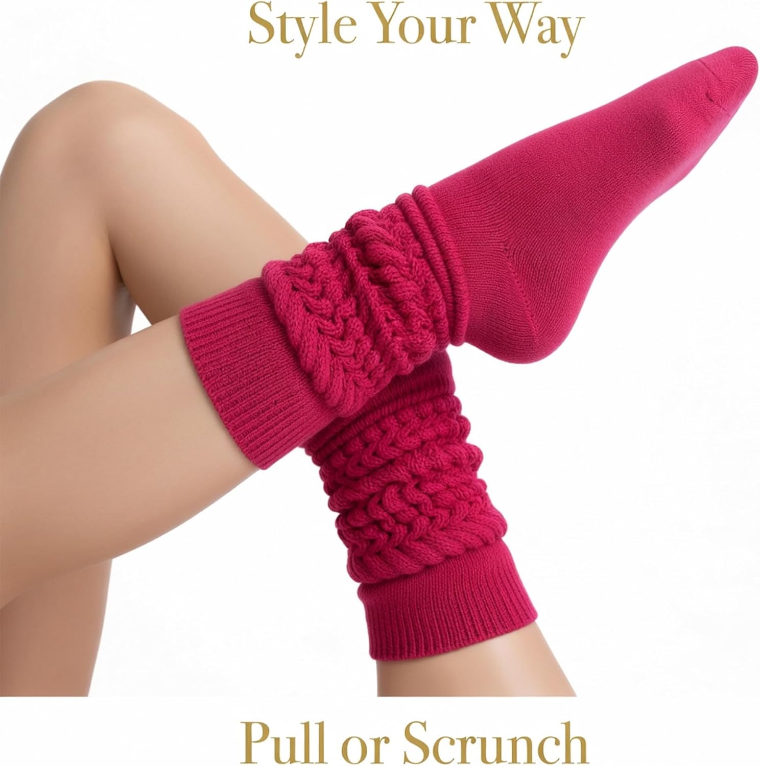AWS/American Made Slouchy Scrunch Cotton Slouch Socks for Women Shoe Size 5 to 10