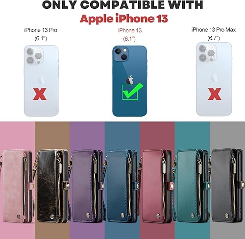 Miniatura 2 de Defencase Funda para iPhone 13, bloqueo RFID para iPhone 13, funda tipo cartera para mujeres y hombres con soporte para tarjeta de crédito, bolsillo