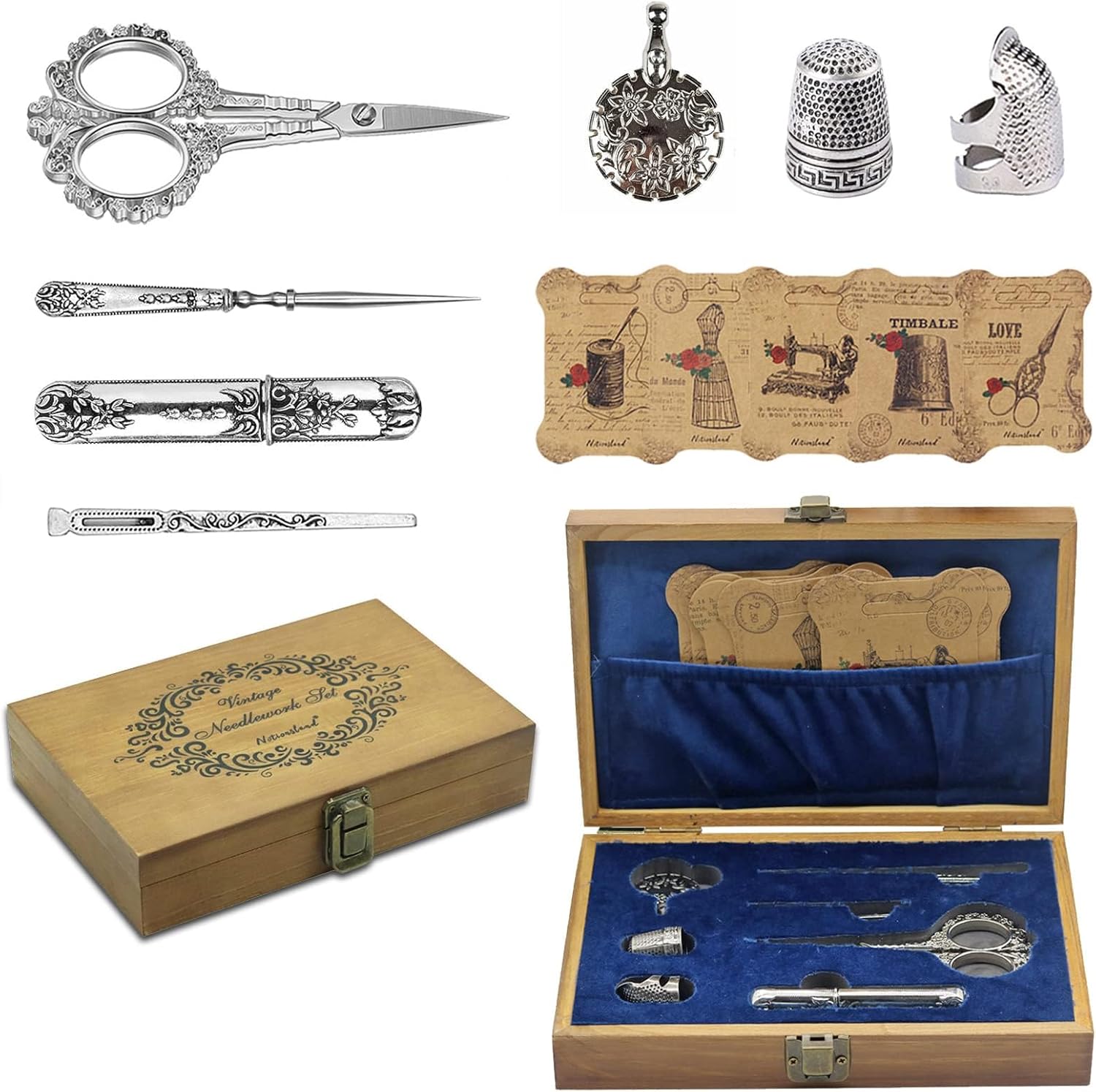 Vintage Embroidery Scissors Kit, Christmas Gift for Sewing Professional, European Antique Sewing Kit, Complete Sewing Tools for Sewing Craft, Needlework