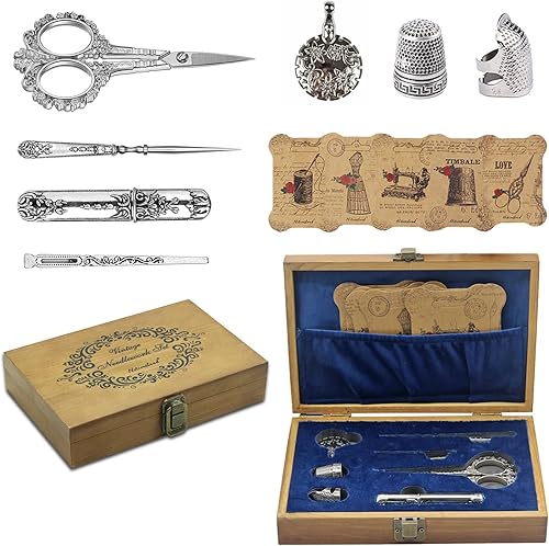 Miniatura 1 de Kit de tijeras de bordado vintage, regalo de Navidad para profesionales de costura, kit de costura antiguo europeo, herramientas de costura