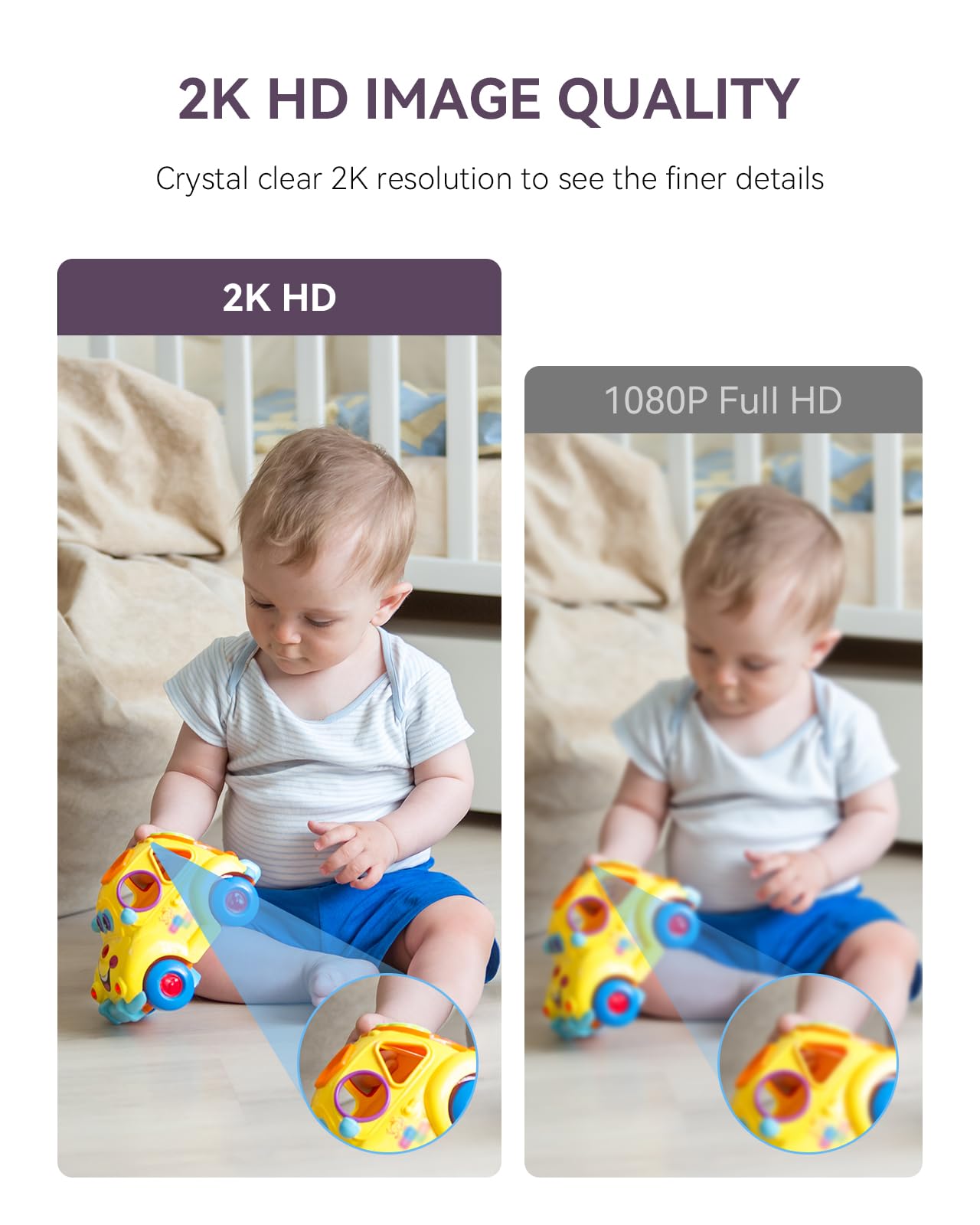 Comfyer BM02 Baby/Pet Monitor for Indoor Security Monitoring with Smart Phone APP, 2K QHD Resolution - Image 3