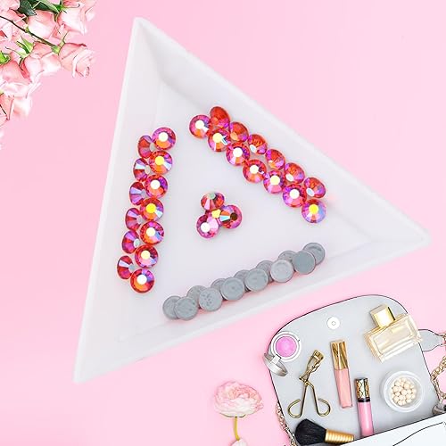 Miniatura 3 de Hot Fix - Diamantes de imitación de cristal con parte trasera plana, gemas de diamantes de imitación de 0.157 in (16 ss, 1440 unidades, rojo AB)