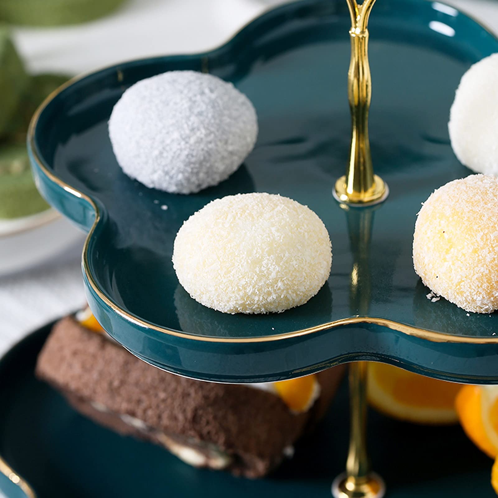 Soporte para Pasteles de cerámica, Mesa de postres Multicapa, Expositor de Cupcakes Desmontable, Plato para Pasteles de Frutas para el té de la Tarde, Soporte para Pasteles de Boda, Torre para cupcak
