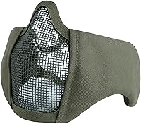 Vista 24 de AOUTACC Máscara de malla de airsoft plegable, máscaras de malla tácticas militares de nailon de media cara con protección para los oídos ajustables