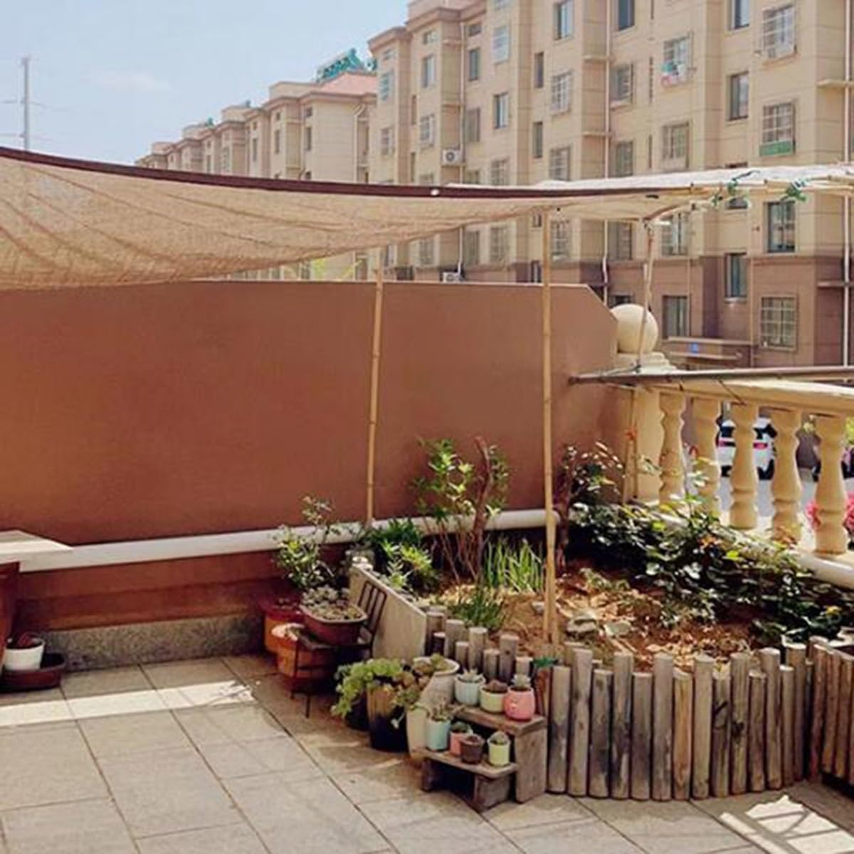 GJZQDKX Breathable Brown Shade Tarpaulin Net 70% Blackout for Outdoor Garden Balcony & Fence Weather Resistant Multiple 1x2m 2.5x6m 4.5x8m 9x9m (7x7m 23x23ft)