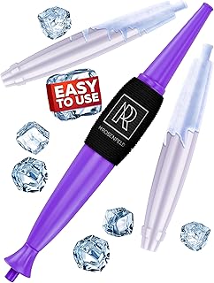 Premium Ice Pipe Hookah Set - Purple Bazooka 2 With Reinforced Cooling Packs & Soft Grip - Hose With Mouth Tips - Mouthpiece Accessory Set With Cooling Pad