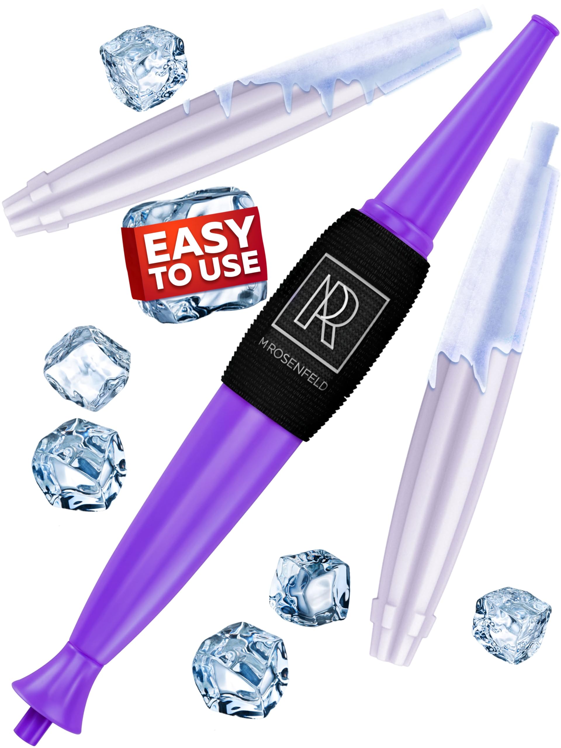 Premium Ice Pipe Hookah Set - Purple Bazooka 2 With Reinforced Cooling Packs &amp; Soft Grip - Hose With Mouth Tips - Mouthpiece Accessory Set With Cooling Pad