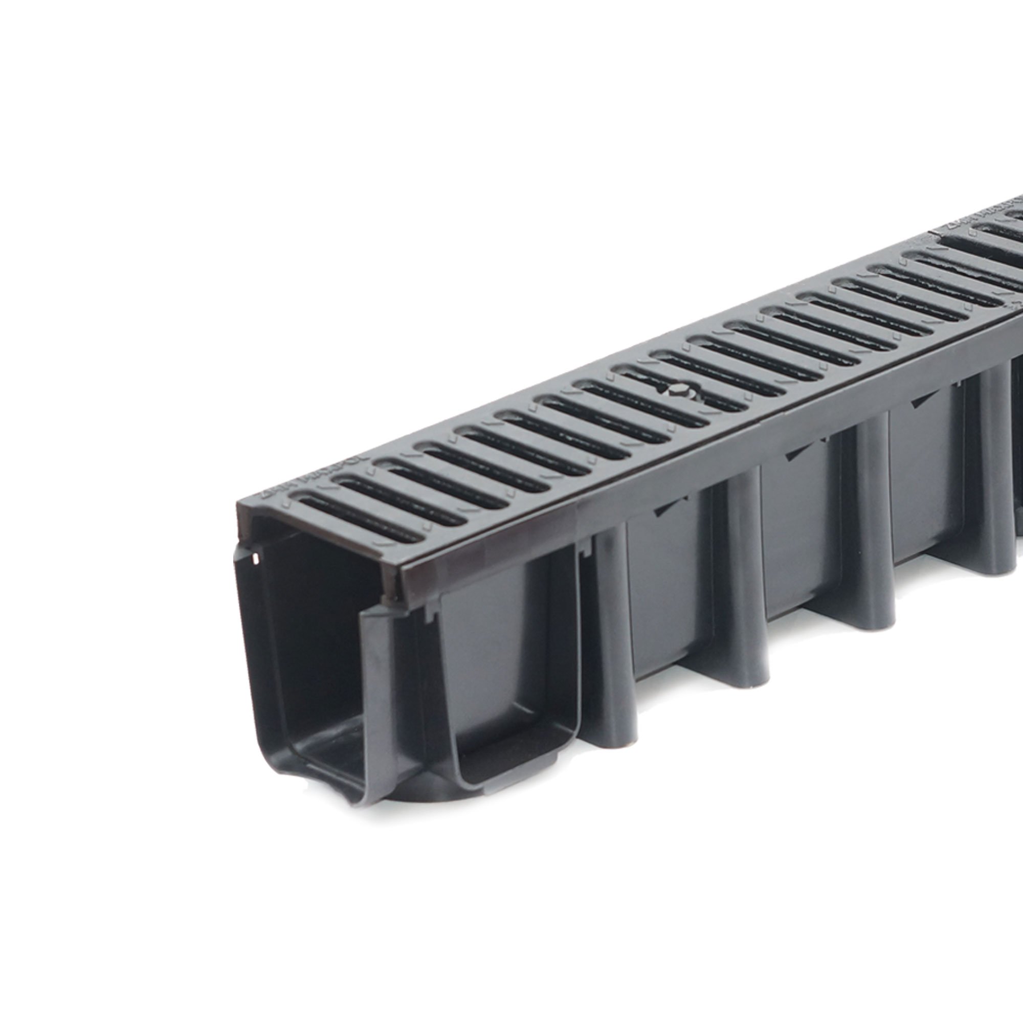 3m Entwässerungsrinne Tiefe 148mm Belastungsklasse C250, Gußrost komplett SET (schwarz)