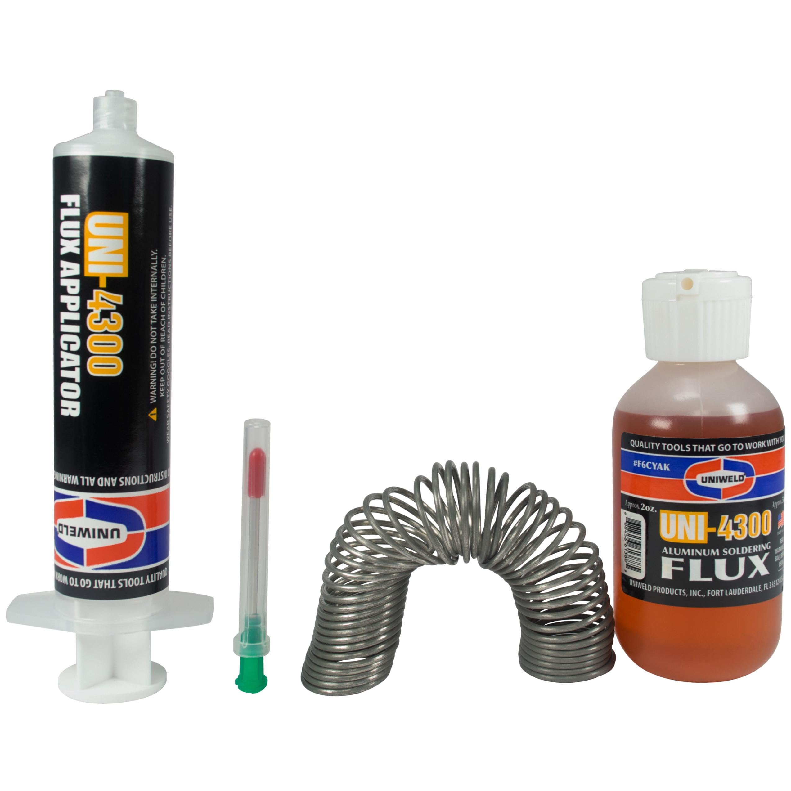Uniweld P4KD9S - Kit de soldadura suave de aluminio con aplicador de flujo de punta metálica