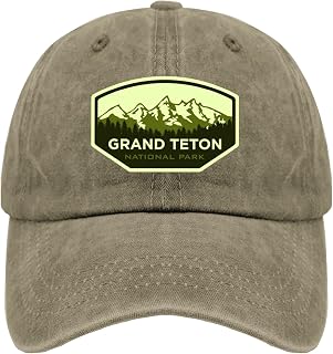Grand Teton National Park Golf hat Baseball Hats Pigment Khaki Womens hat Gifts for Mom Workout Cap