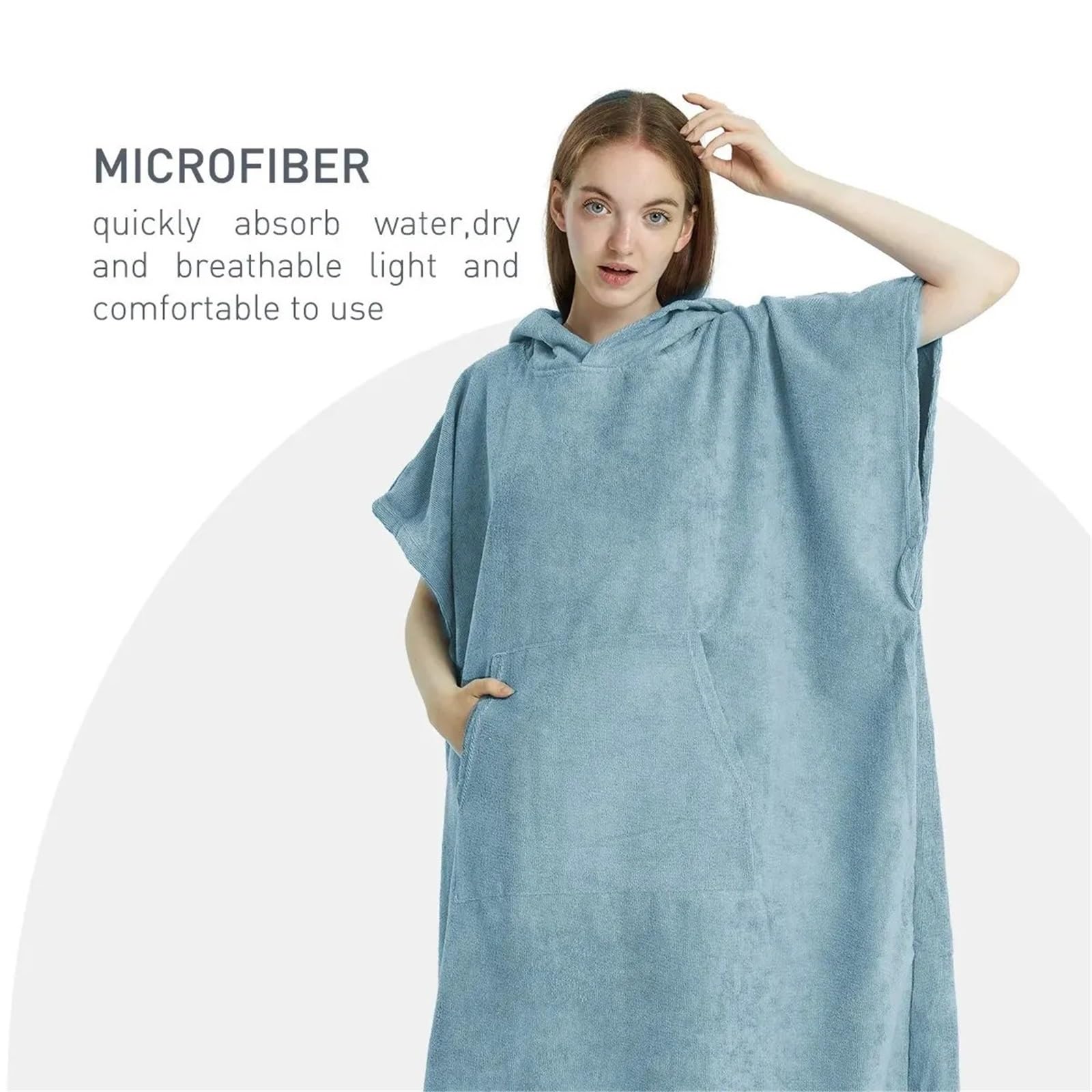 Poncho de Surf con Capucha Poncho de Surf, Toalla, Secado rápido, Sudadera con Capucha, Bata Playa Microfibra, cambiante, baño, for Adultos(Dark Blue)