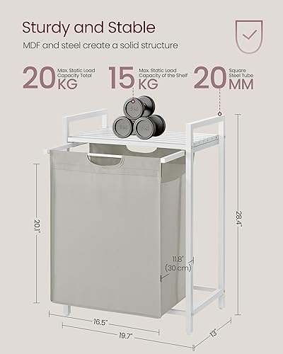 Miniatura 6 de VASAGLE Cesta de lavandería, cesta de ropa, clasificador de ropa con bolsa extraíble y removible, estante, estructura de metal, 17.2 galones (65 L),