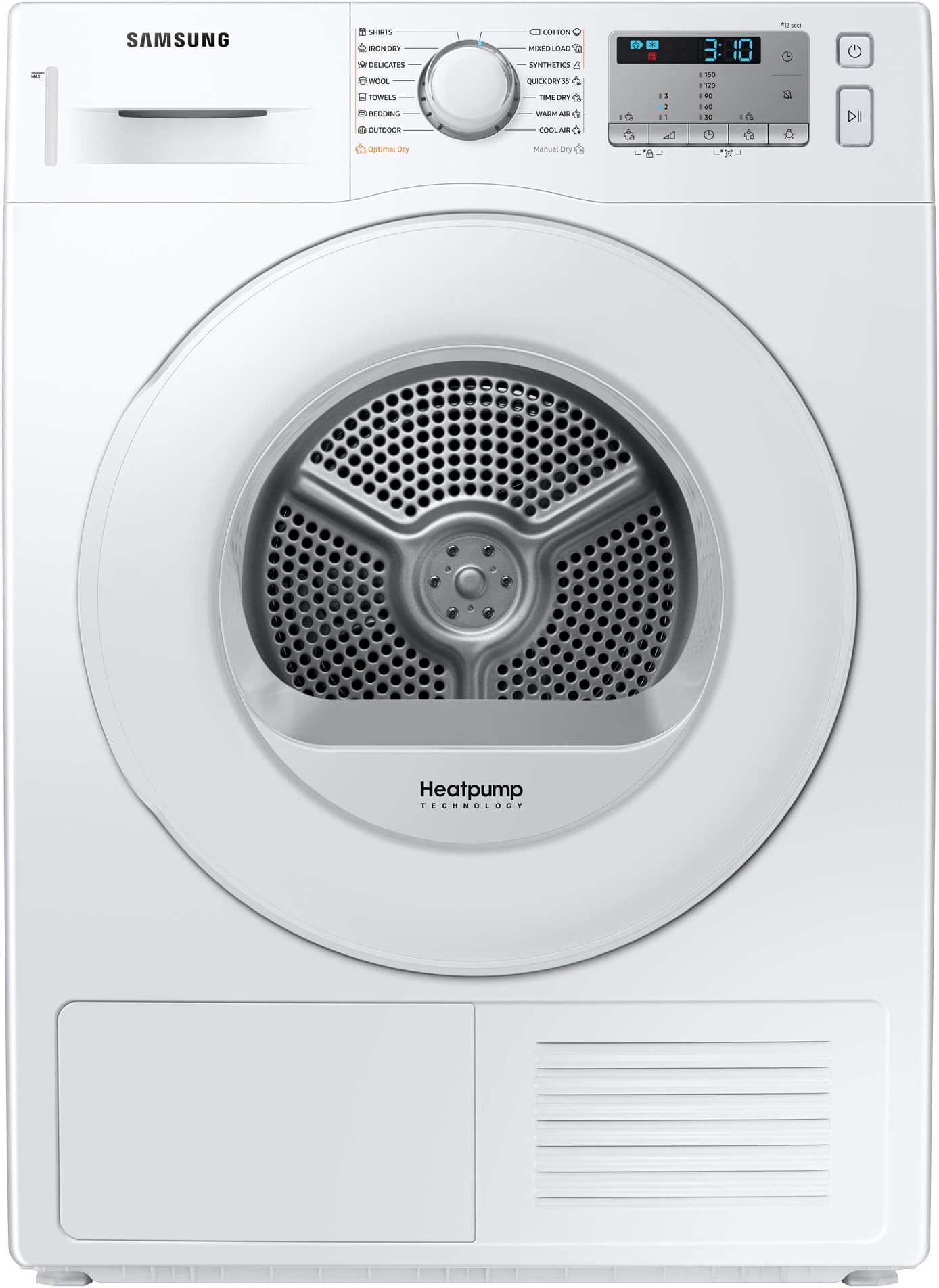 Samsung Series 5 DV80TA020TH/EU with OptimalDry™, Freestanding Heat Pump Tumble Dryer, 8 kg, White, A++ Rated [Energy Class A++]