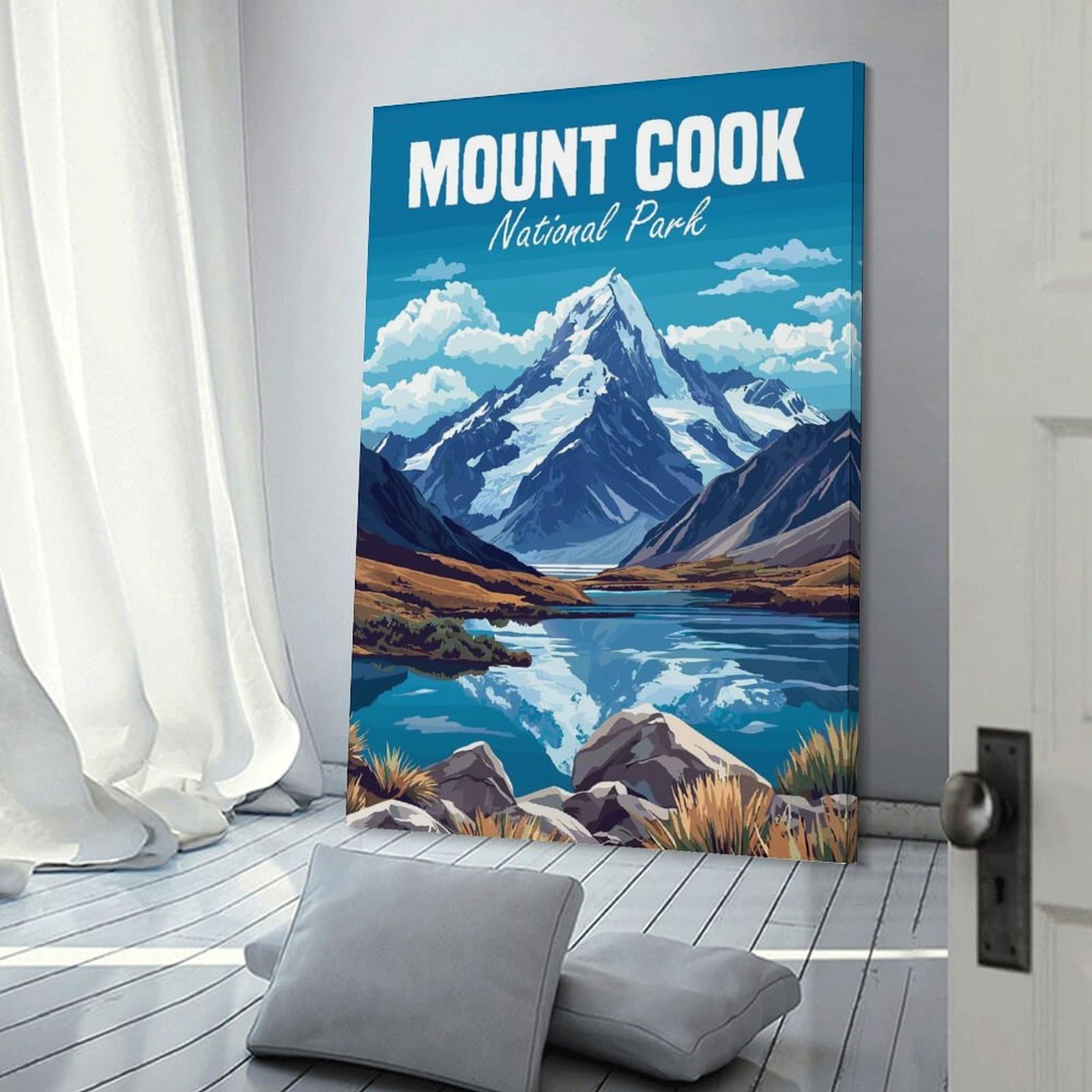 Junmoney Canvas Wall Decor Mount Cook National Park, 20x30inch(50x75cm), for Gallery Wall Layouts in Home Or Office, Home Wall Art for Statement Displays