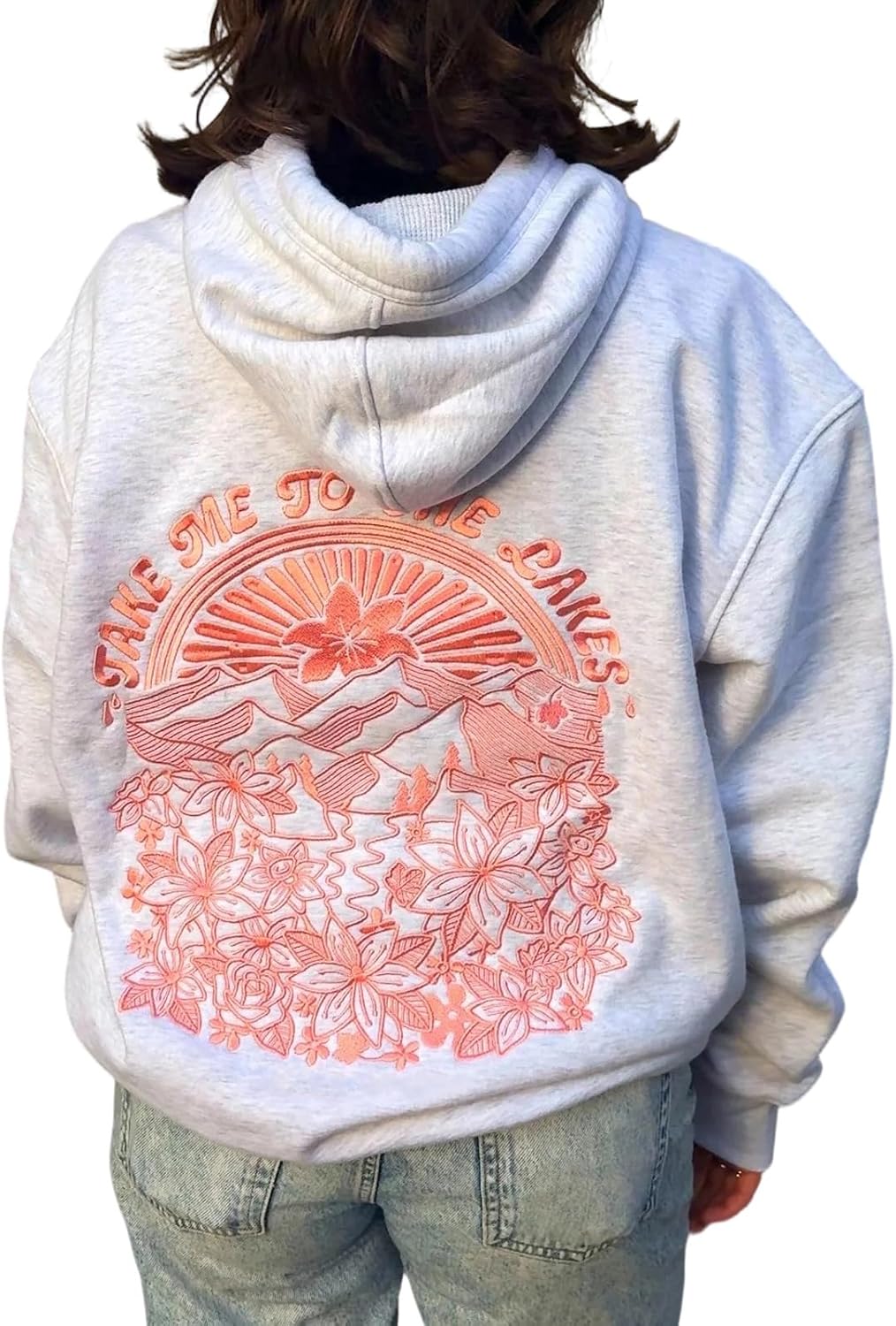 Foidiccx Womens Embroidered Hoodies Y2k Hibiscus Teen Girls Preppy Oversized Loose Fit Aesthetic Vintage Cute Pullover Tops