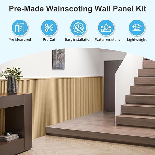 Miniatura 4 de Art3d Paneles de revestimiento de madera, tablero de pared de poliestireno con cuentas para decoración de pared interior, 79.3 pulgadas de ancho x