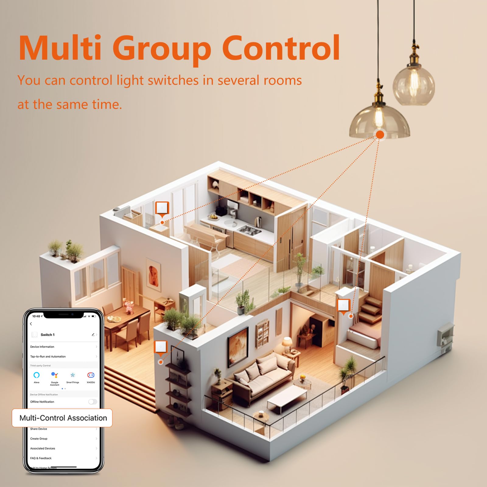 Interruptor Tactil Inteligente,WIFI Interruptores de Luz Con Cristal,Compatible con Alexa/Tuya/Smart Life,Requiere Cable Neutro,1 Gang 1 Vía-2 Paquetes,86mm Blanco