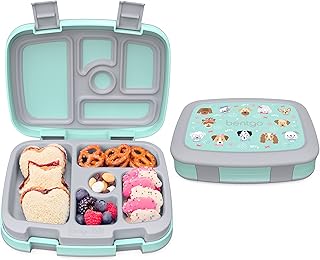 BentgoÂ® Kids Prints Leak-Proof, 5-Compartment Bento-Style Kids Lunch Box - Ideal Portion Sizes for Ages 3 to 7 - BPA-Free, Dishwasher Safe, Food-Safe Materials (Puppy Love)