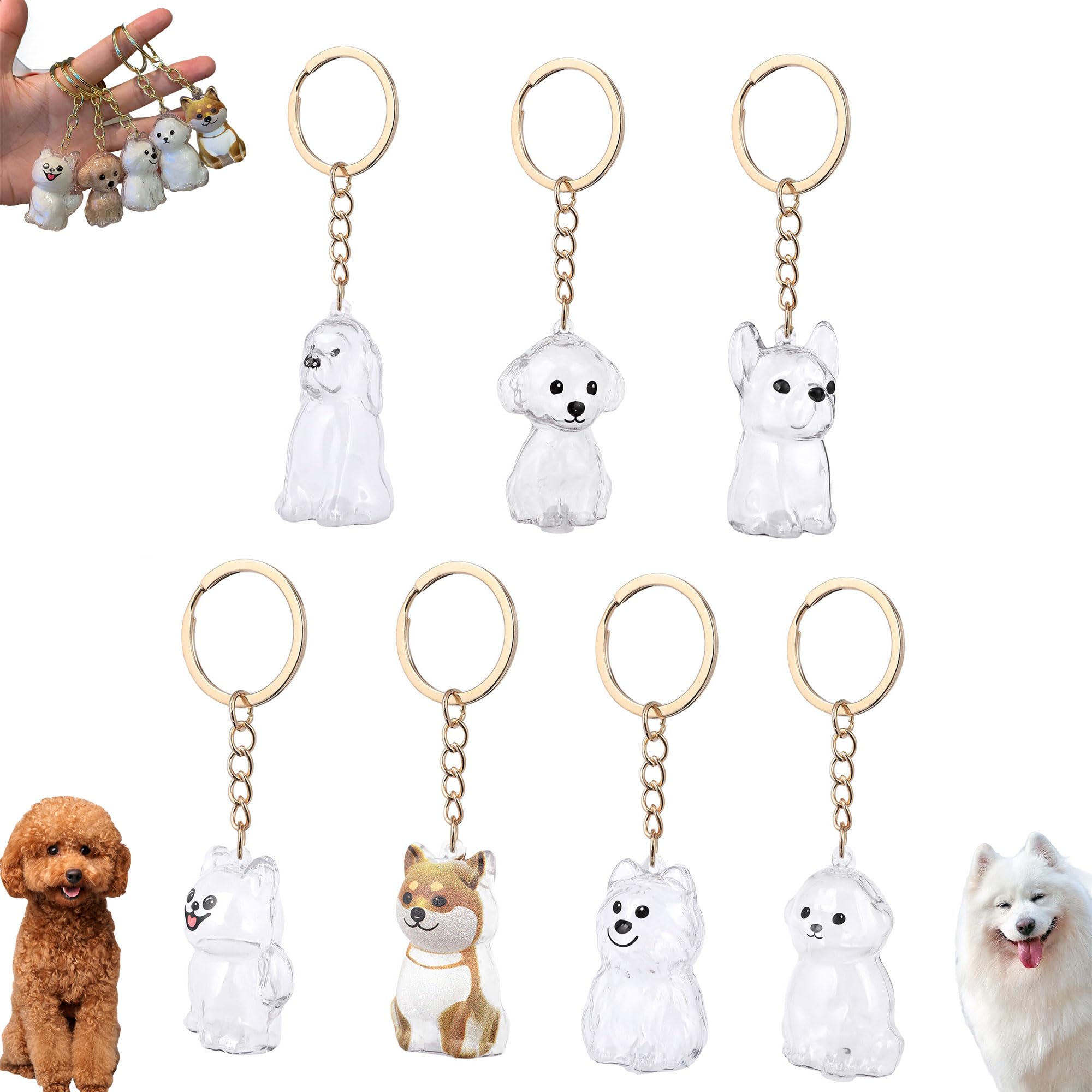 YUSAVHO Dog Hair Collector Keychain, Pet Memorial Keepsake, Pet Hair Storage Fur Locket, Personalized Dog Hair Pendant Memorial Gifts for Pet Lovers(7pcs)