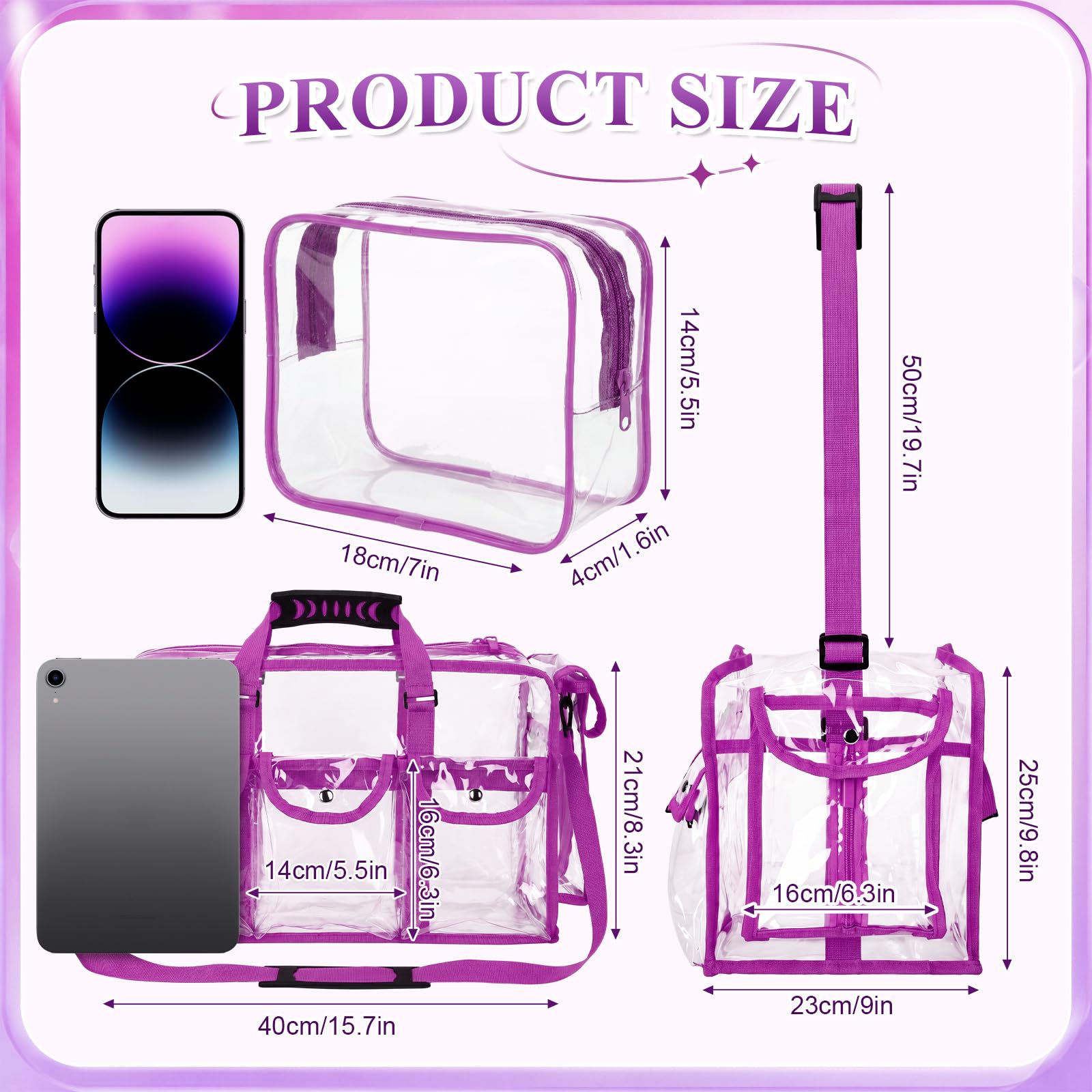 2-Piece PVC Makeup and Toiletry Bag Set with Compartments