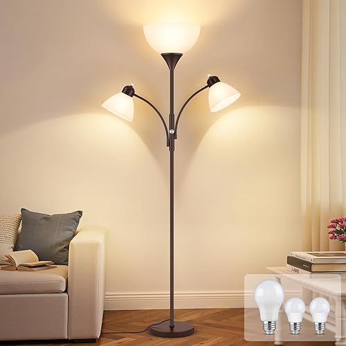 Coucrek Floor Lamp for Living Room,72" Dimmable Torchiere Lamp with