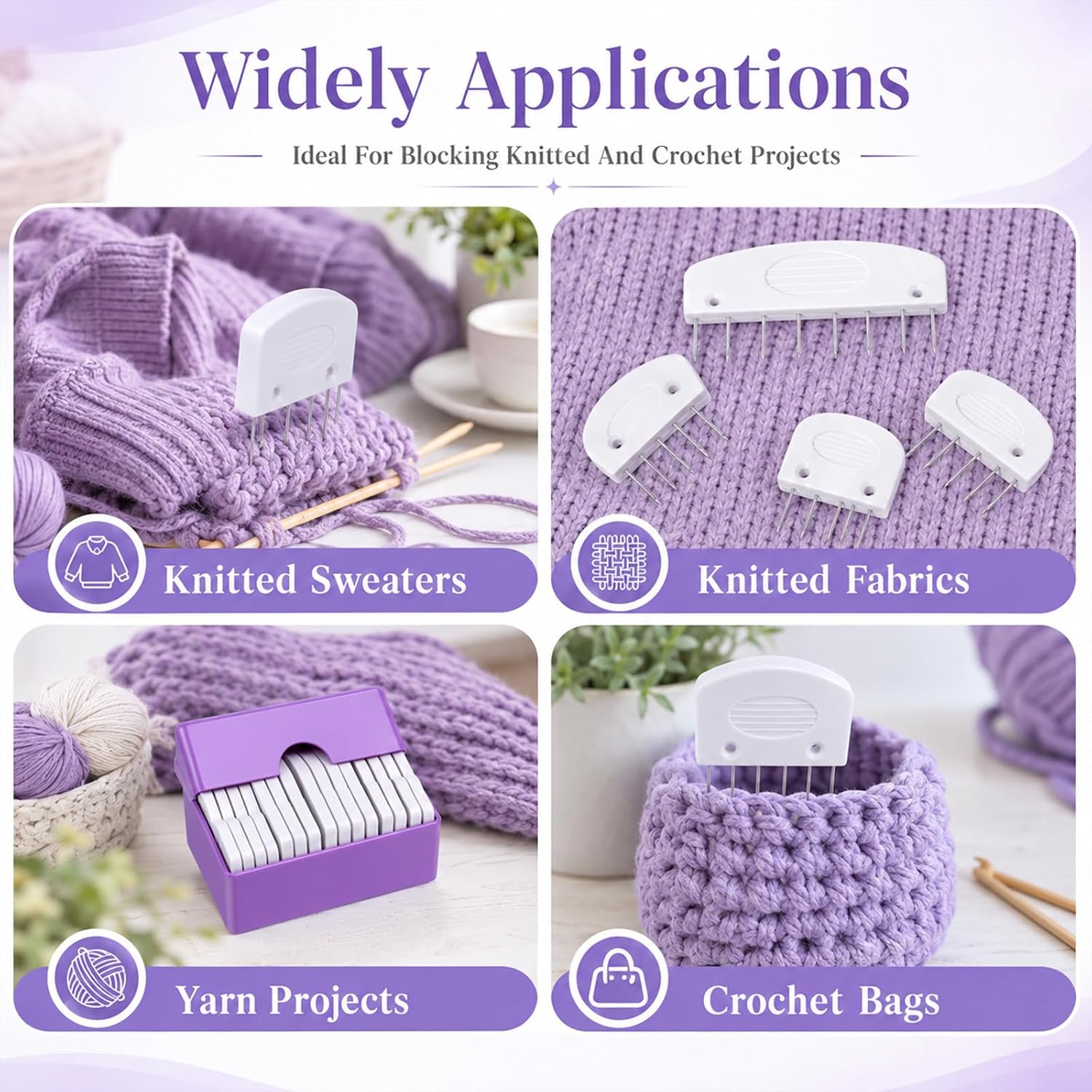 KongTiva 40 Pcs Knit Blocking Pins Kit, Knit Blockers Pins Kit