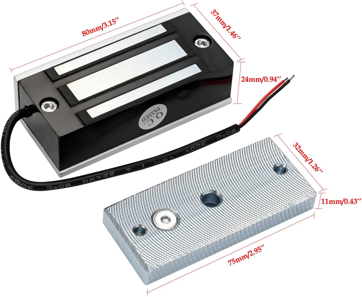 Electric Magnetic Lock 60KG 130LBS Holding Force Electromagnet Lock 12V Fail Safe NC Mode Single Door for Access Control System