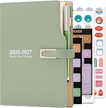 Academic Planner 2026-2027 July 2026 - June 2027, A5 One Day Per Page, Schedule Organizer with Calendar Stickers, Agenda and Journal Planner with Pen Holder
