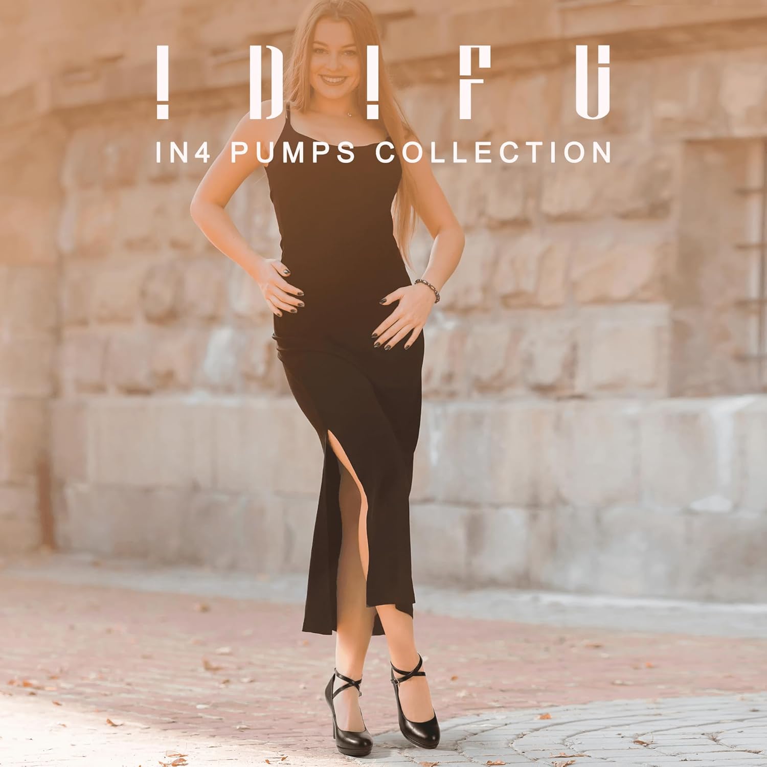 IDIFU Women's Tracy Platform High Heels Closed Toe Pumps Strappy Cross Ankle Strap Shoes for Casual Work Wedding - Image 2