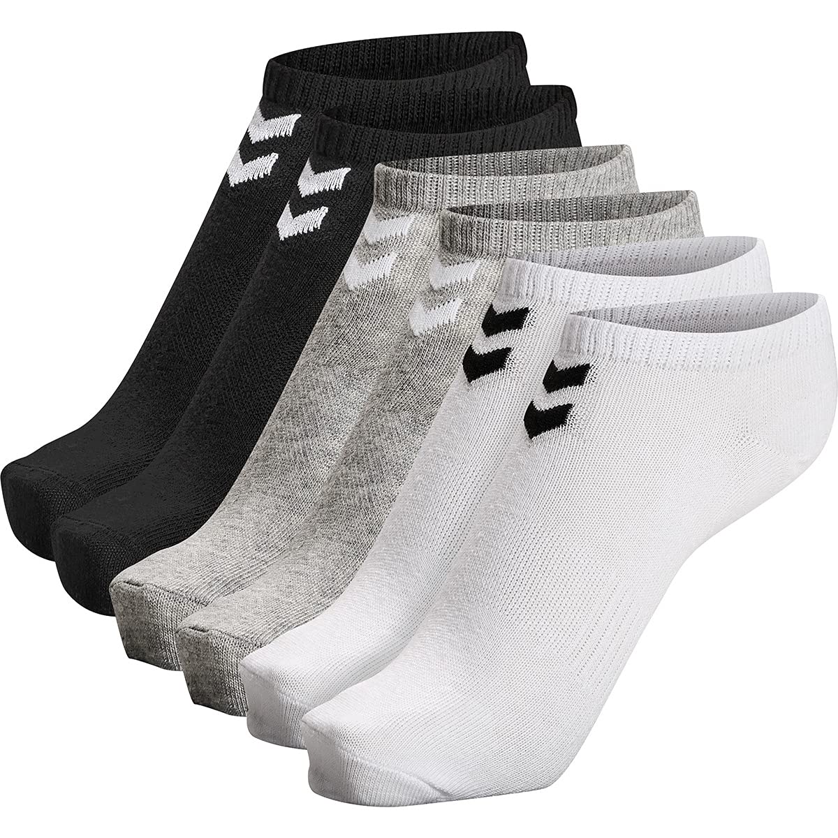 Hummel Unisex White/Black/Grey Low Socks Hmlchevron Adult Size