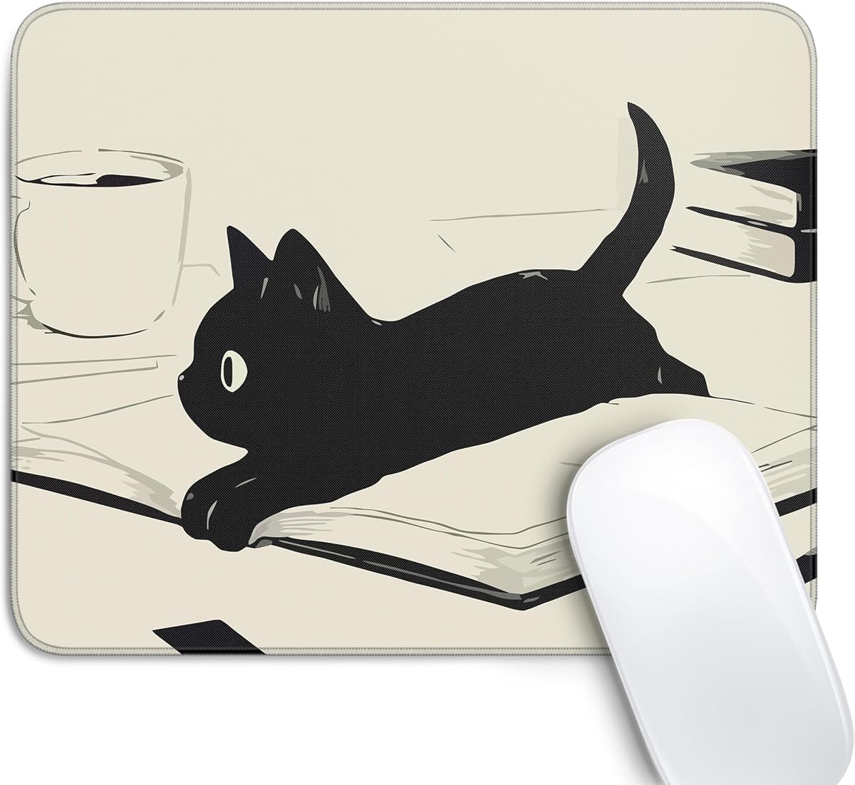 Cute Black Cat Mouse Pad,Kawaii Anime Cat Mouse Pads for Wireless Mouse Desk Accessories,10"X8" Travel Mousepad with Non-Slip Rubber Base, Stitched Edge Mouse Pads for Desk,Computers,Laptop,Office : Office Products