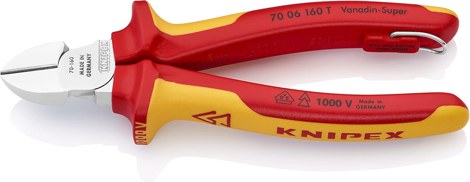 KNIPEX Tools 70 06 160 T Diagonal Cutters-1000V Insulated-Tethered Attachment, 6-1/4"